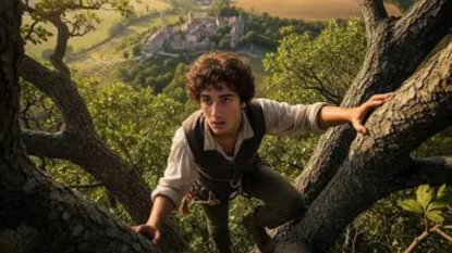 il barone rampante tra i rami di un albero
