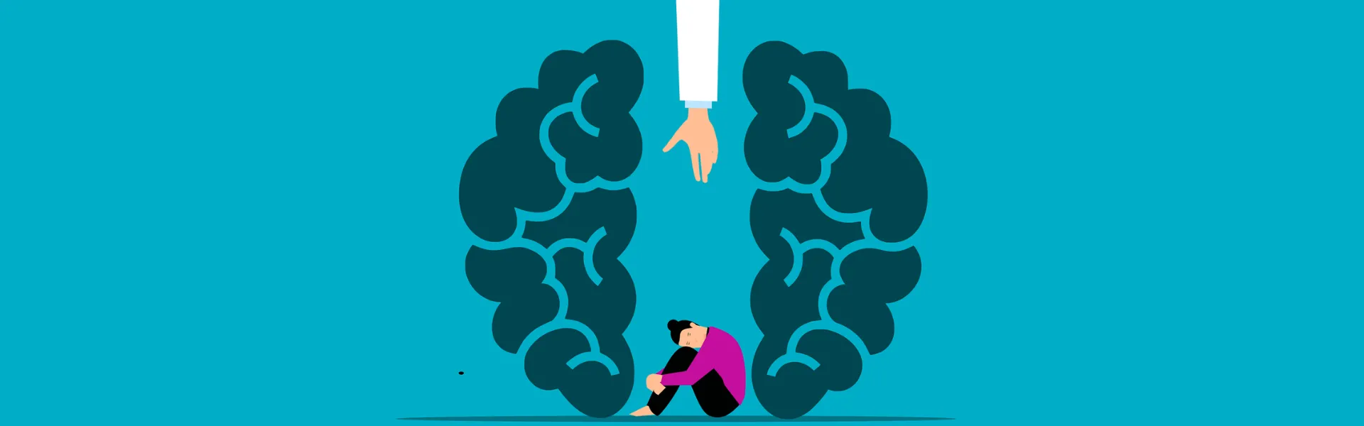 immagine grafica con una donna rannicchiata 