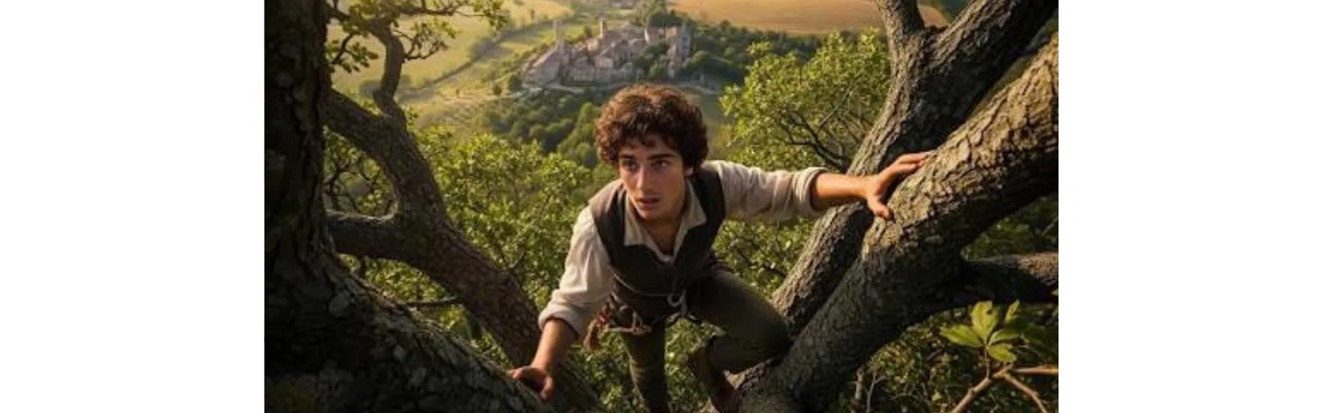il barone rampante tra i rami di un albero