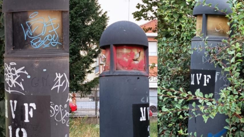 Graffiti su luci del parco