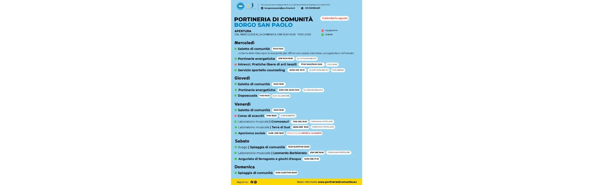 programma portineria borgo san paolo agosto