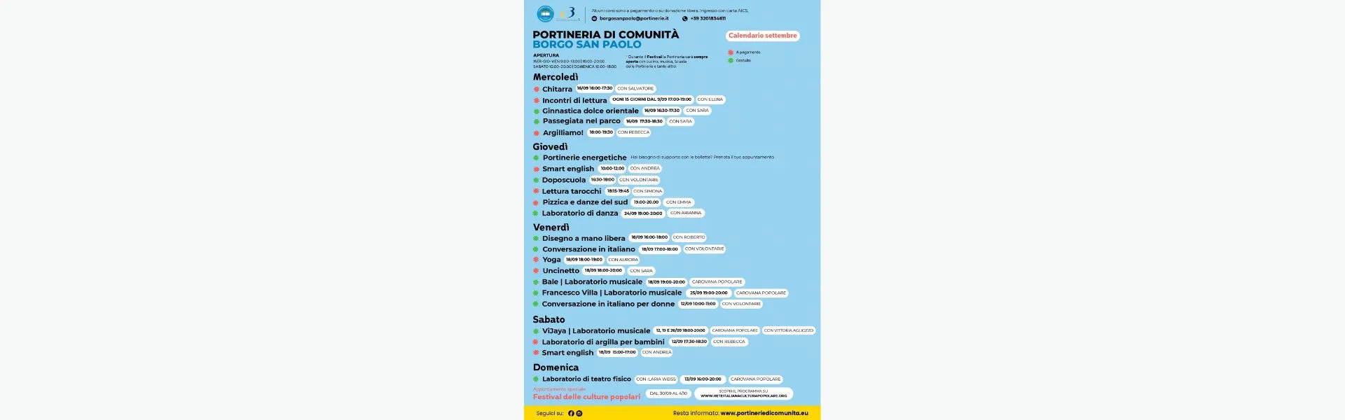 portineria di comunità settembre 2