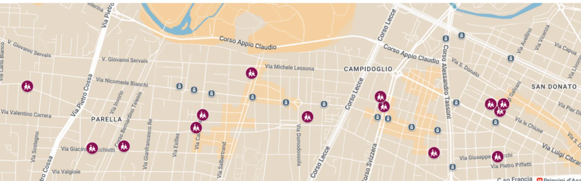 mappa palestre Circoscrizione 4