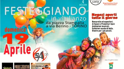 Immagine di festa con persone e palloncini  colorati