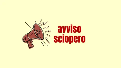 immagine megafono con scritta: "avviso di sciopero"