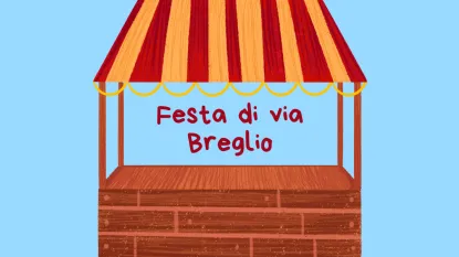immagine bancarella con scritta: "festa di via Breglio"