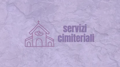 immagine stilizzata di una chiesa con sfondo di pietra con scritta: "servizi cimiteriali"