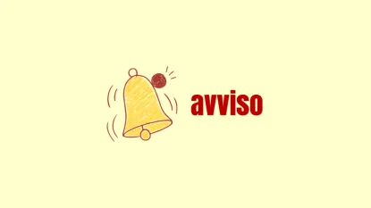 campanella gialla e rossa con scritta: "avviso"