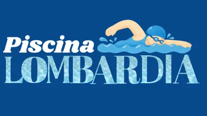 scritta piscina lombardia con persona che nuota