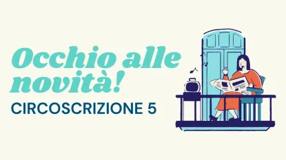 scritta occhio alle novità circoscrizione 5 con persona che legge il giornale