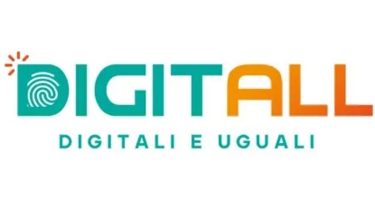 Scritta DigitAll azzurra e gialla