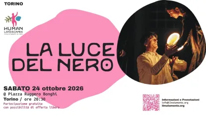 Scritta "La luce del nero", logo Human e foto attori