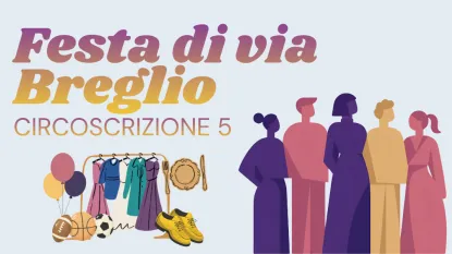 festa di via breglio con persone stilizzate + mercatino generico