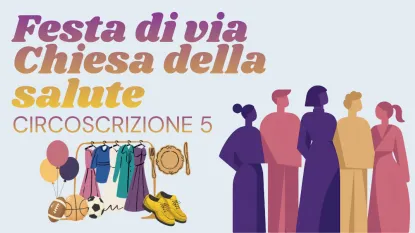 festa di via chiesa della salute con persone stilizzate + mercatino generico