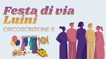 festa di via luini con persone stilizzate + mercatino generico
