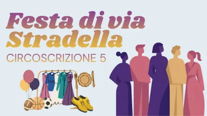 festa di via stradella con persone stilizzate + mercatino generico