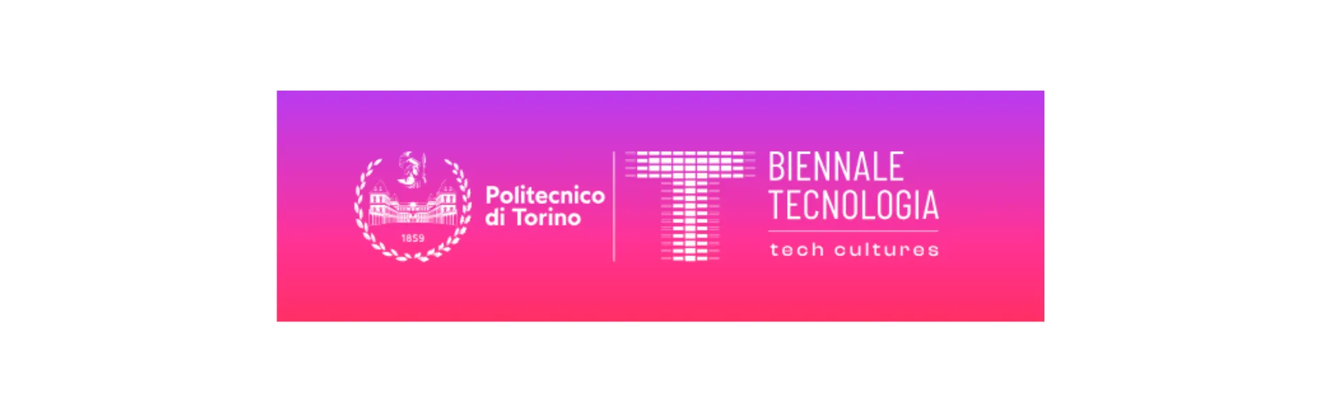 Scritta su sfondo rosa Biennale Tecnologia