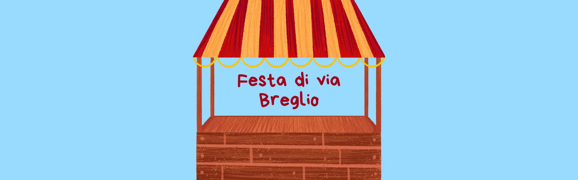 immagine bancarella con scritta: "festa di via Breglio"