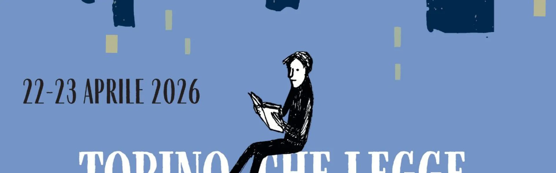 Uomo che legge con scritta "Torino che legge"