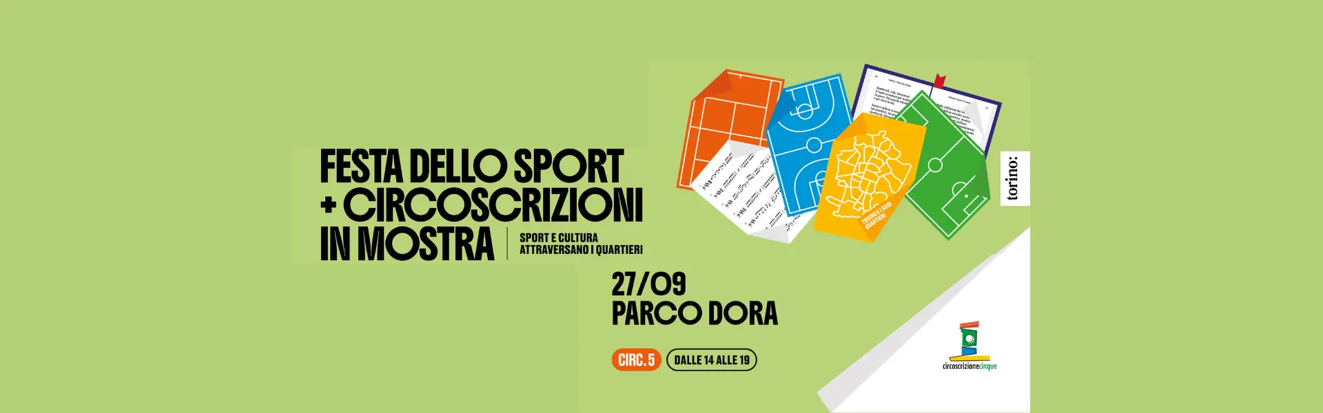 locandina della festa dallo sport più circoscrizioni in mostra