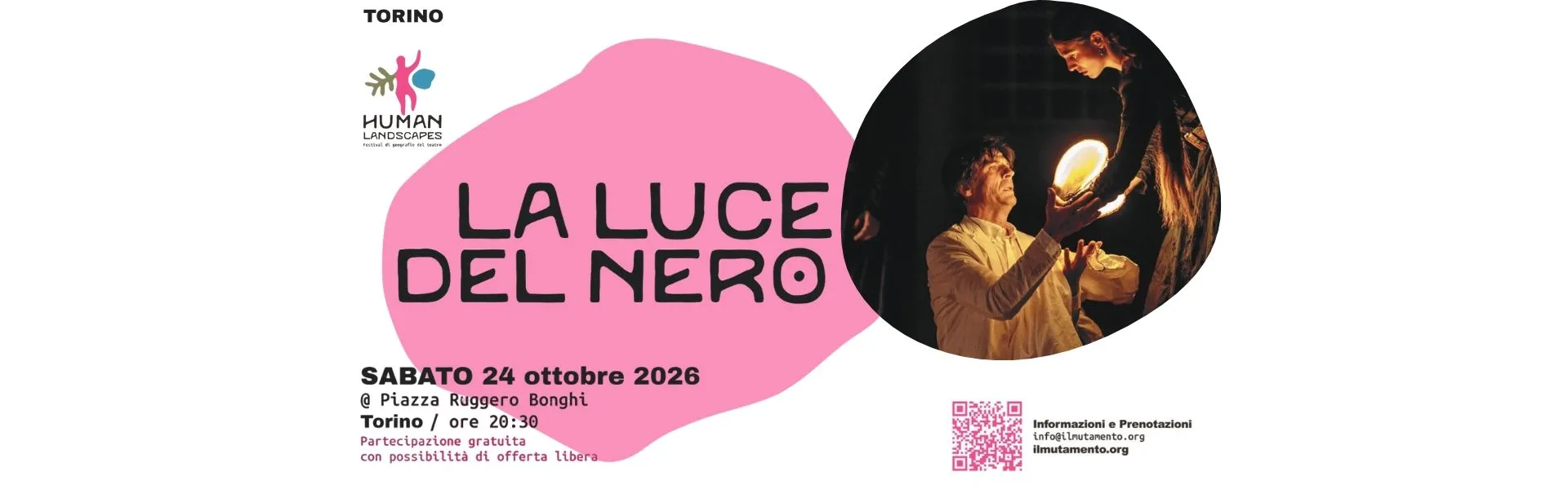 Scritta "La luce del nero", logo Human e foto attori