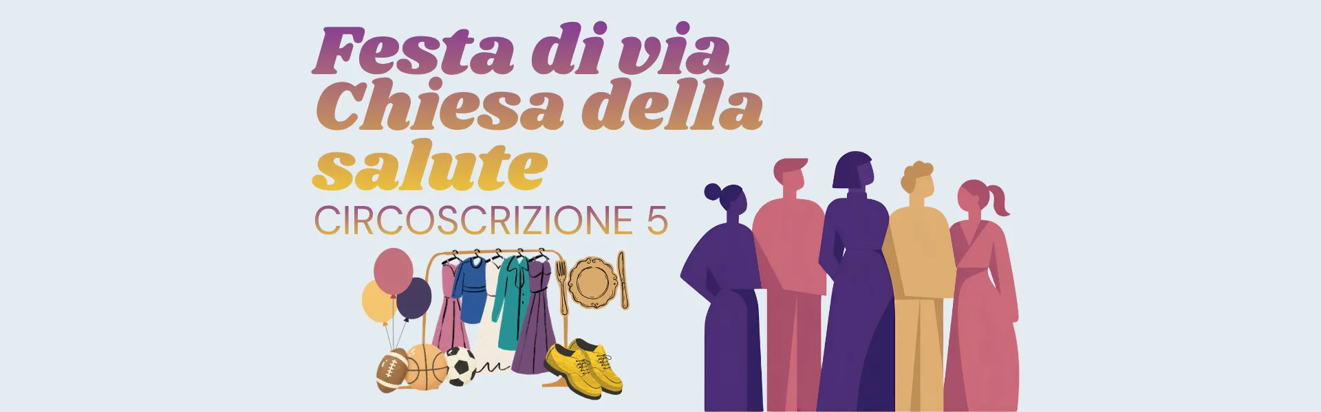 festa di via chiesa della salute con persone stilizzate + mercatino generico