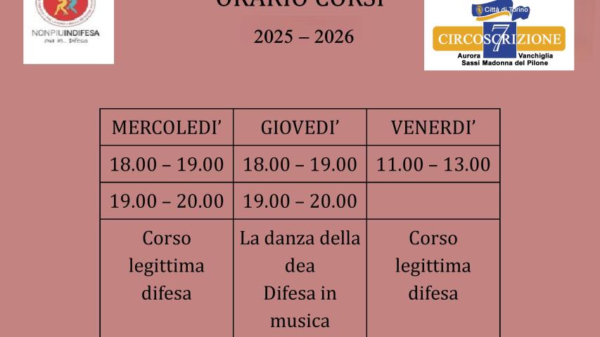 Orari corsi difesa per donne