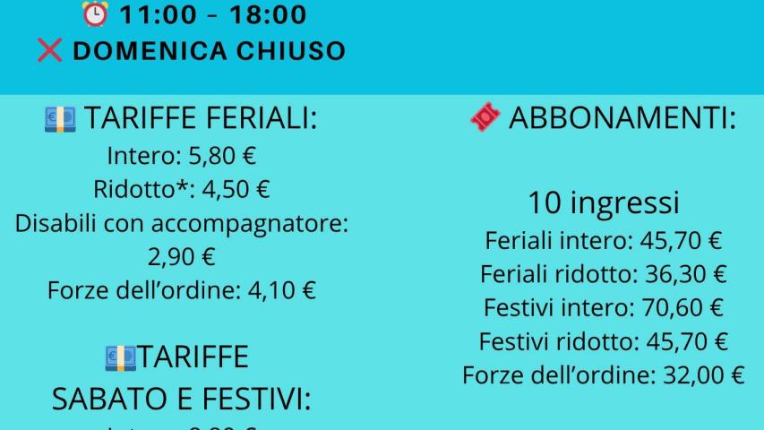 Orari e tariffe Piscina Colletta estiva