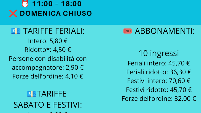 Piscina Colletta Estiva - Orari e Tariffe